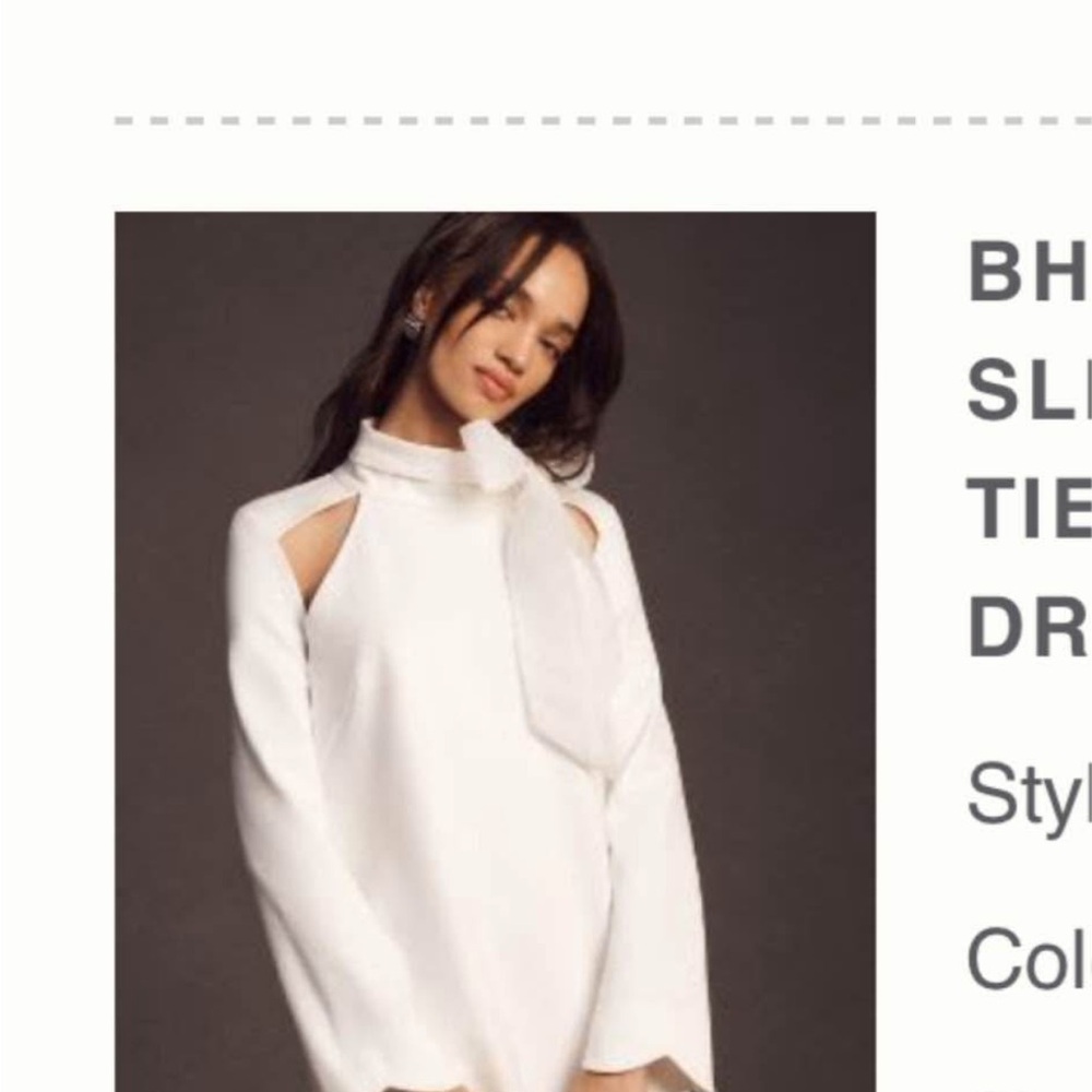 BHLDN Kaia Long-Sleeve Cutout Tie-Neck Mini Dress.